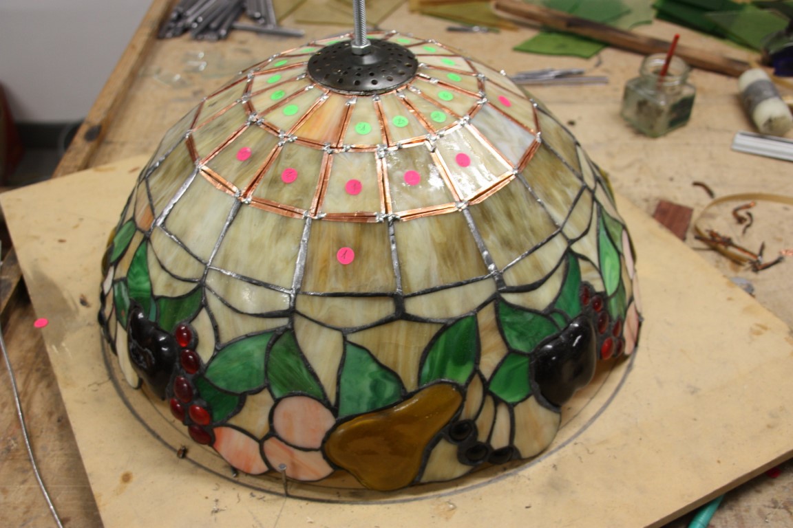 Herstelling lamp in Tiffany glas